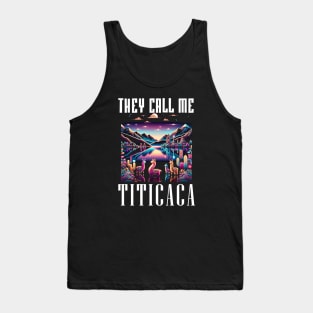 Humorous Lake Titicaca Peru Llama Artistic Neon Graphic Tank Top